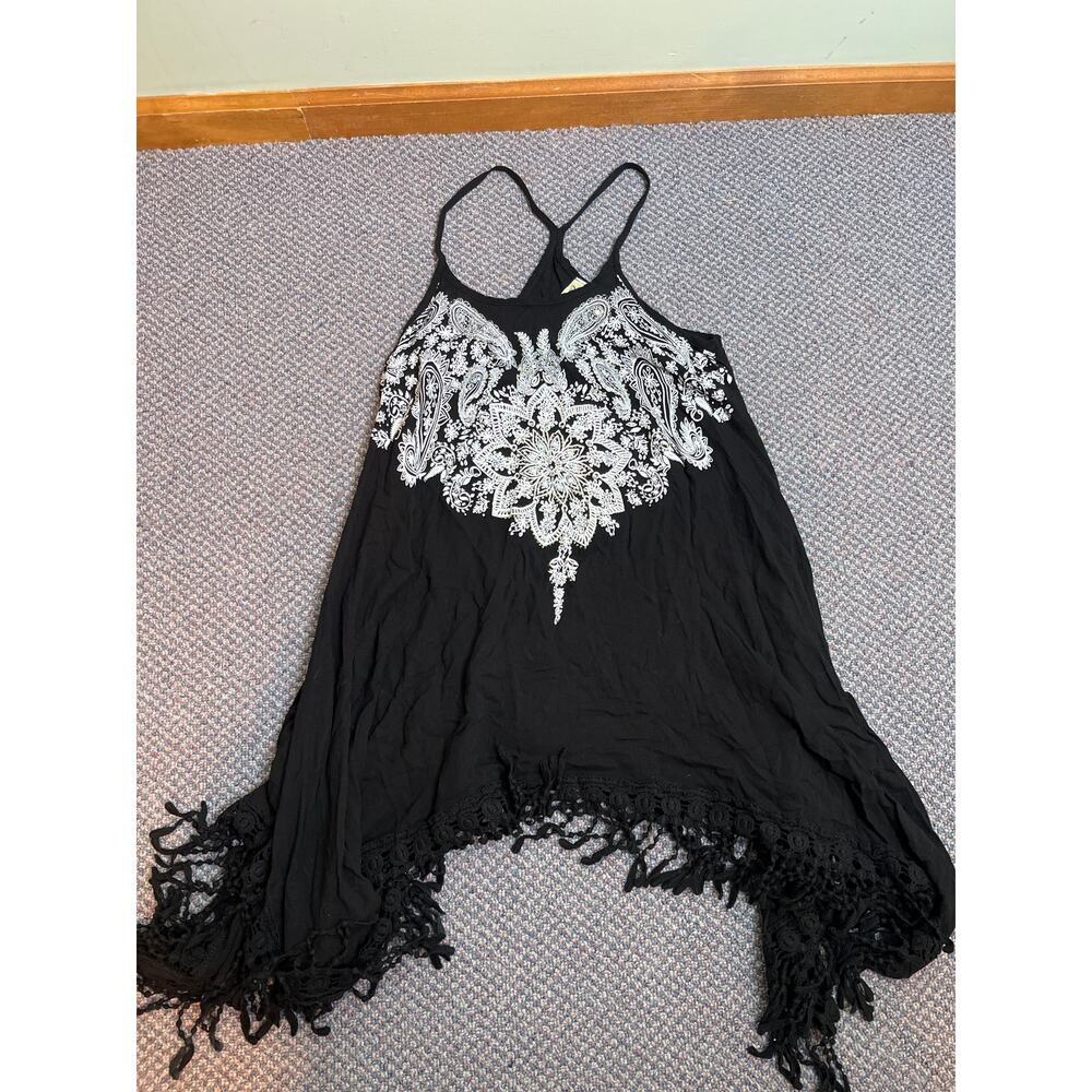 Vocal Black Bling Fringe Tank Medium - Picture 1 of 6